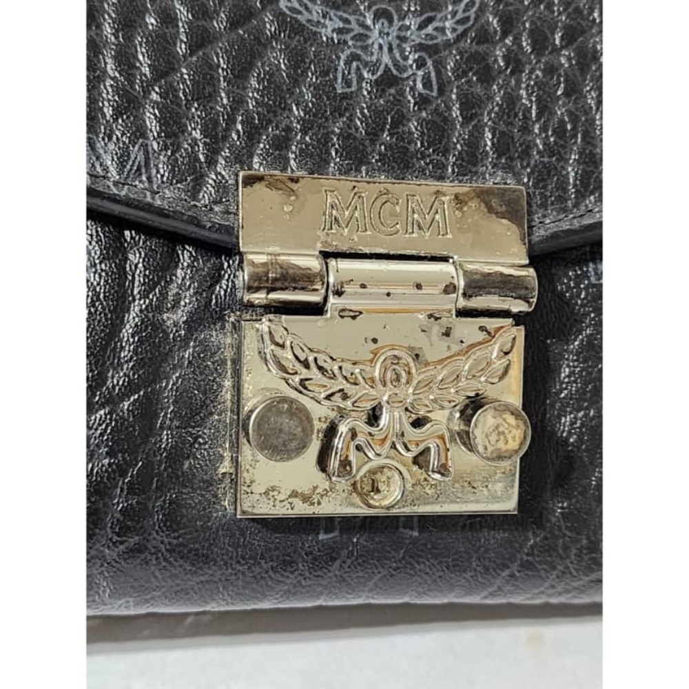 Authentic MCM Visetos Large Patricia Wallet On Chain Black/Grey - Picture 9 of 16